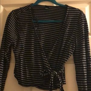 Wild Fable Black and white stripe wrap top